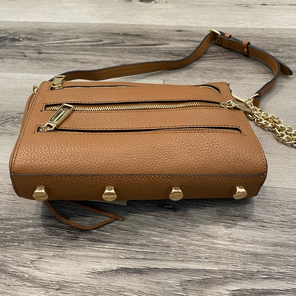 REBECCA MINKOFF 5-Zip Mini Crossbody Leather Bag Color:Almond NWT - Picture 3 of 9